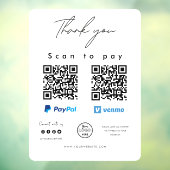 Scan to Pay Logo Paypal Venmo QR Code Vielen Dank Fensteraufkleber (Blatt 3)