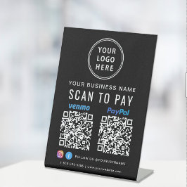 Scan to Pay Logo Paypal Venmo QR Codes Black Sockelschild