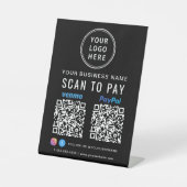 Scan to Pay Logo Paypal Venmo QR Codes Black Sockelschild (Vorderseite)