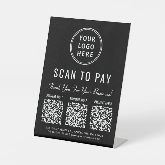 Scan to Pay Multi App QR Code Tabletop Sockelschild (Vorderseite)