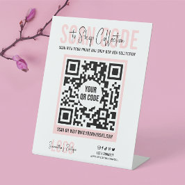 Scan to Pay or Shop Feminine Pink Moderner QR Code Sockelschild