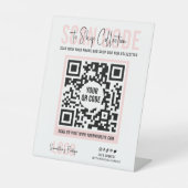 Scan to Pay or Shop Feminine Pink Moderner QR Code Sockelschild (Vorderseite)