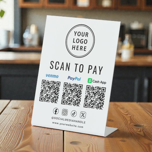 Scan to Pay Paypal Venmo CashApp QR Codes Logo Sockelschild