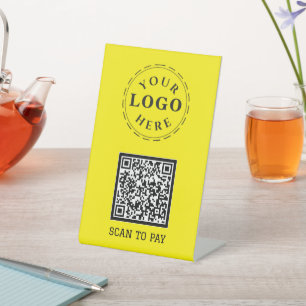 Scan to Pay Pedestal Sign mit QR Code & Logo Sockelschild