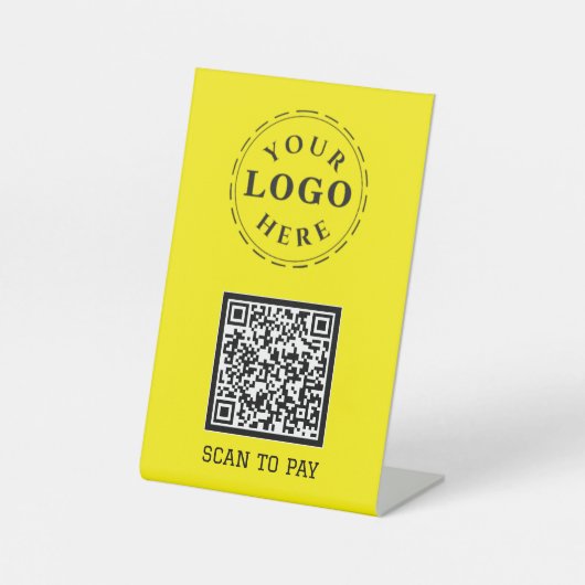 Scan to Pay Pedestal Sign mit QR Code & Logo Sockelschild (Vorderseite)