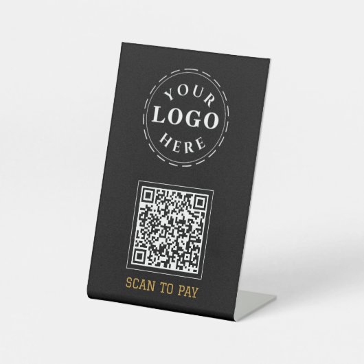 Scan to Pay Pedestal Sign mit QR Code & Logo Sockelschild (Vorderseite)