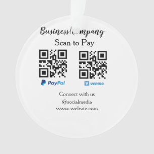 Scan to pay q r code paypal venmo add your website ornament