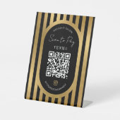 Scan To Pay QR Code Black & Gold Salon Shop Sockelschild (Vorderseite)