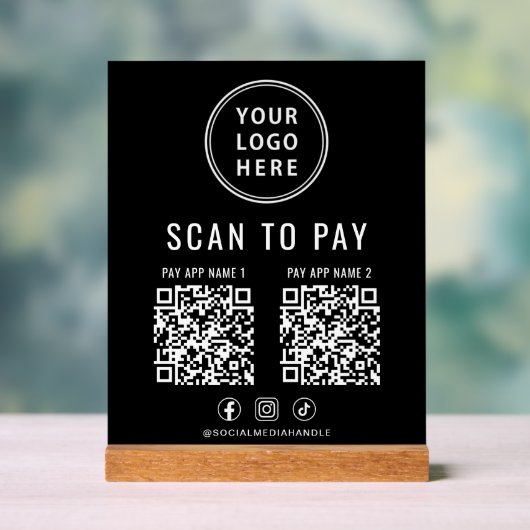 Scan to Pay QR Code Black Tabletop Acrylschild (Neutral)