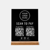 Scan to Pay QR Code Black Tabletop Acrylschild (Vorderseite)