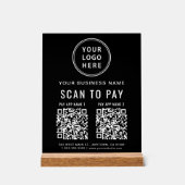 Scan to Pay QR Code Black Tabletop Acrylschild (Vorderseite)