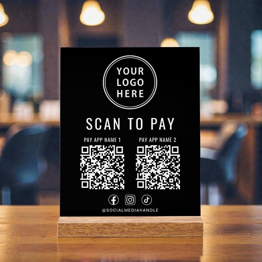 Scan to Pay QR Code Black Tabletop Acrylschild