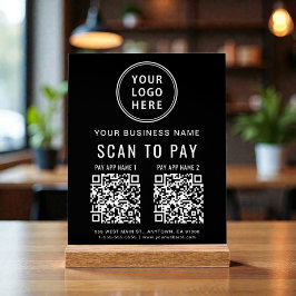 Scan to Pay QR Code Black Tabletop Acrylschild