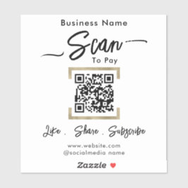 Scan to Pay QR Code Business Aufkleber