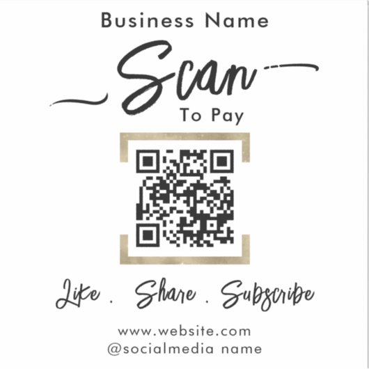 Scan to Pay QR Code Business Aufkleber (Vorderseite)