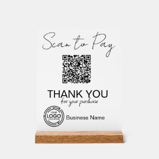 Scan to Pay QR Code Business Corporate Minimalisti Acrylschild