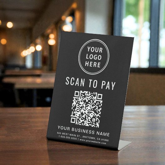 Scan to Pay QR Code Logo Black Sockelschild