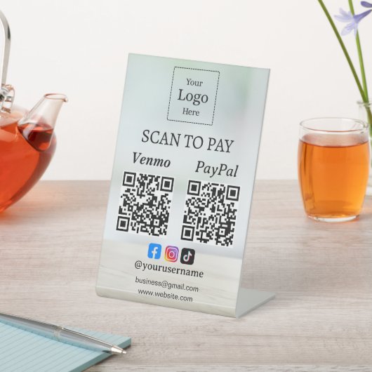 Scan To Pay QR Code Payment Business Table Tent Sockelschild (In SItu)