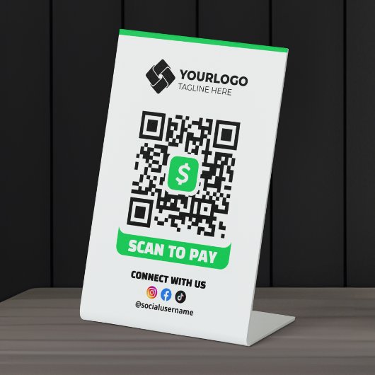 Scan to Pay QR Code Payment Cash App Logo Sockelschild