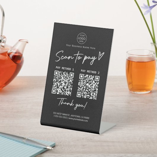 Scan to Pay QR Code Payment Links Schwarz Sockelschild (In SItu)