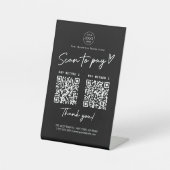 Scan to Pay QR Code Payment Links Schwarz Sockelschild (Vorderseite)