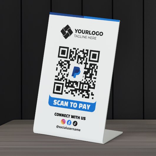 Scan to Pay QR Code Payment Paypal-Logo Sockelschild