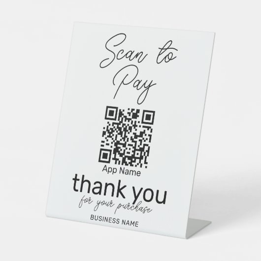 Scan to Pay QR Code Payment Schwarz-weiß modern Sockelschild (Vorderseite)