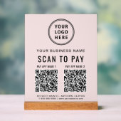 Scan to Pay QR Code Pink Tabletop Acrylschild (Neutral)