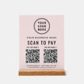 Scan to Pay QR Code Pink Tabletop Acrylschild (Vorderseite)