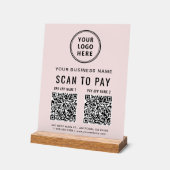 Scan to Pay QR Code Pink Tabletop Acrylschild (Winkel)