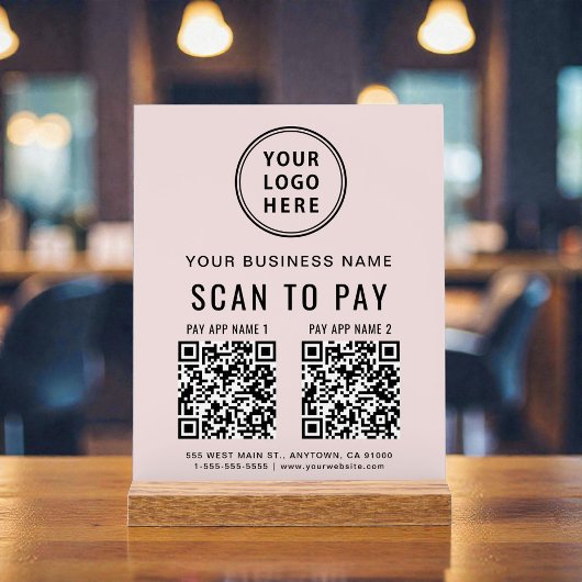 Scan to Pay QR Code Pink Tabletop Acrylschild