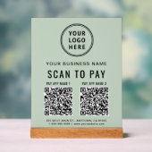 Scan to Pay QR Code Sage Green Tabletop Acrylschild (Neutral)