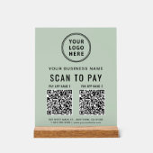 Scan to Pay QR Code Sage Green Tabletop Acrylschild (Vorderseite)