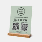 Scan to Pay QR Code Sage Green Tabletop Acrylschild (Winkel)
