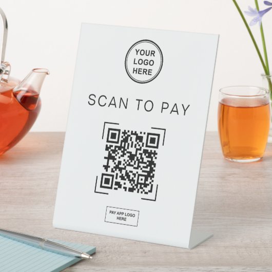 Scan to Pay QR Code Table Sign | Digital Payment Sockelschild (In Situ)