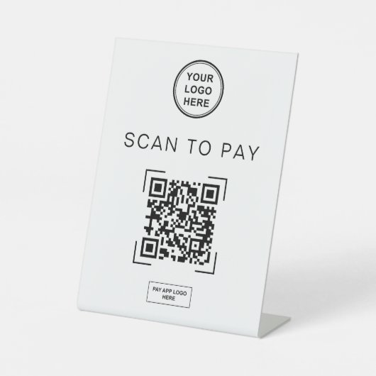 Scan to Pay QR Code Table Sign | Digital Payment Sockelschild (Vorderseite)