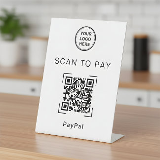 Scan to Pay QR Code Tabletop Sign For Businesses Sockelschild