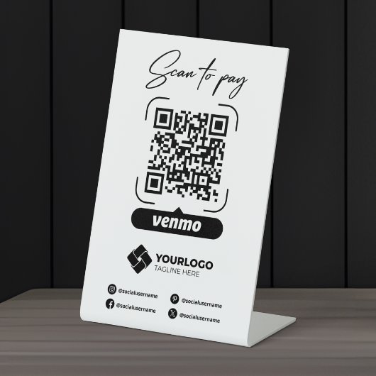Scan to Pay QR Code Venmo Zahlung Sockelschild