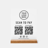 Scan to Pay QR Code White Tabletop Acrylschild (Vorderseite)