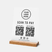 Scan to Pay QR Code White Tabletop Acrylschild (Winkel)