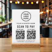 Scan to Pay QR Code White Tabletop Acrylschild