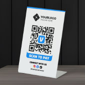Scan to Pay QR Code Zahlung Venmo Logo Sockelschild