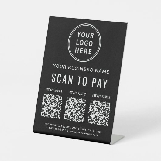 Scan to Pay QR Codes Tabletop Sockelschild (Vorderseite)