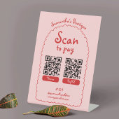 Scan to Pay Retro Rosa Red Girly 2 QR Code Zahlung Sockelschild