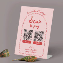 Scan to Pay Retro Rosa Red Girly 2 QR Code Zahlung