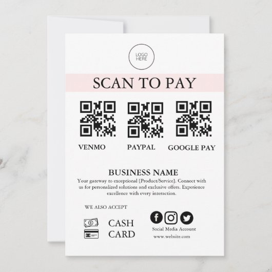 Scan to Pay Sign QR Code Payment Sign for Small Bu (Vorderseite)