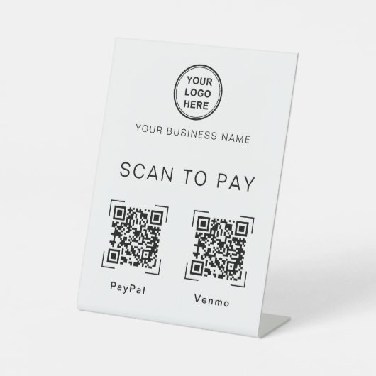 Scan to Pay | Two QR Code Tabletop Business Sign Sockelschild (Vorderseite)