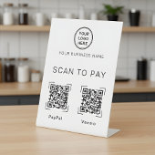 Scan to Pay | Two QR Code Tabletop Business Sign Sockelschild