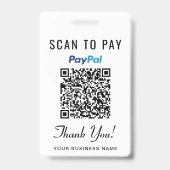 Scan to Pay Venmo PayPaL QR Code Ausweis (Rückseite)