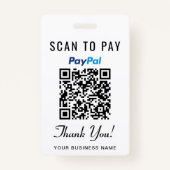 Scan to Pay Venmo PayPaL QR Code Ausweis (Rückseite)